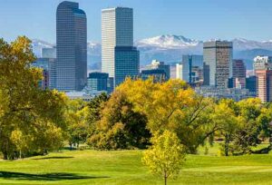 Beautiful sunny day in Denver Colorado, Rocky Mountains.